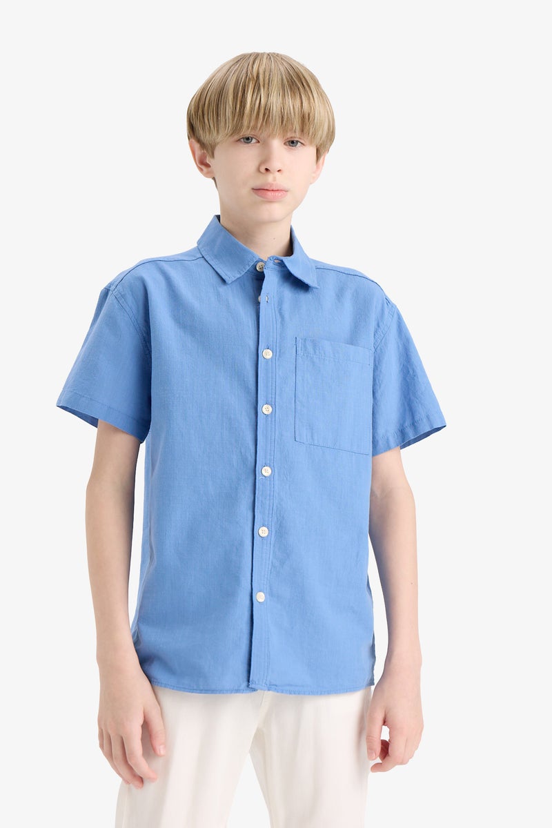 DeFacto Blue Boy Boy Oversize Polo Neck Short Sleeve Shirt Casual - Image 5